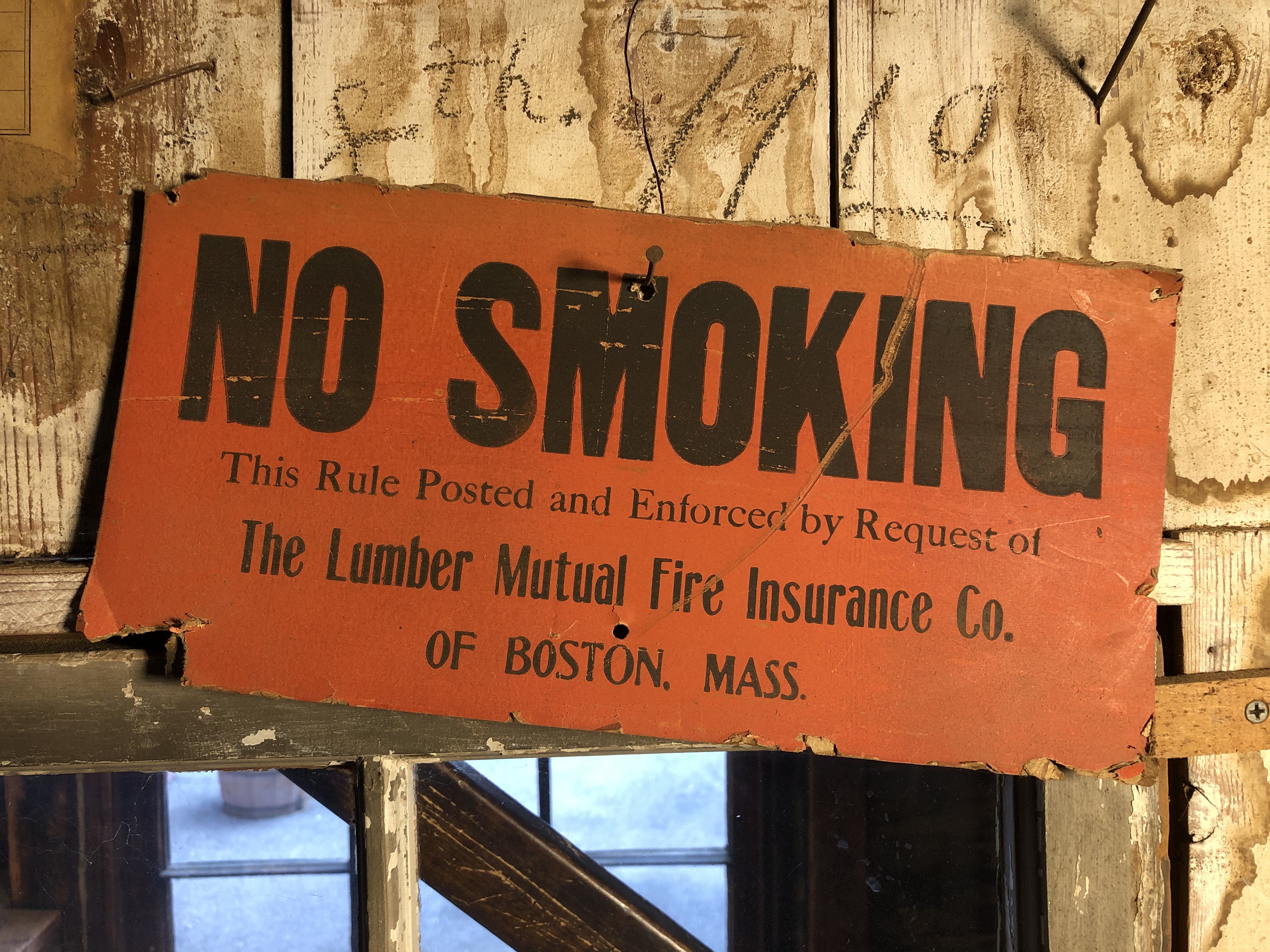 No Smoking sign on the shop floor of the Old Schwamb Mill