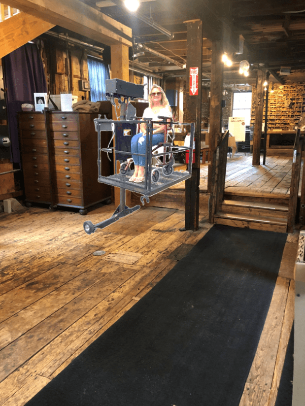 mock up of mechanical lift in visitor area