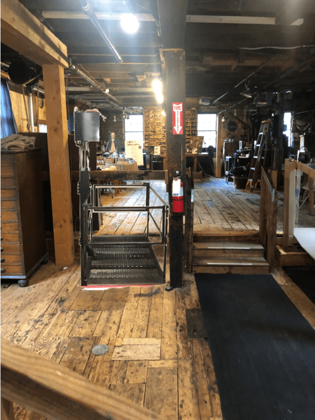 mock up of lift in visitor area